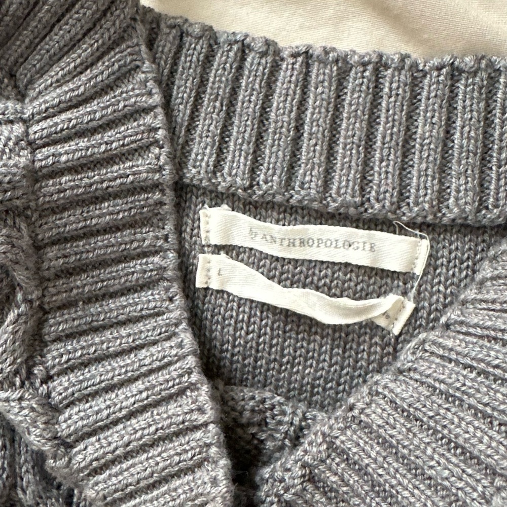 ANTHROPOLOGIE GRAY CABLE KNIT TANK TOP Cropped Length Slim Fit Size-Large - Picture 5 of 9